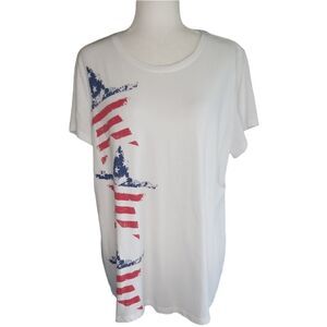 Sonoma Tee 4th July Patriotic Short Sleeve White with Red and Blue Size XXL